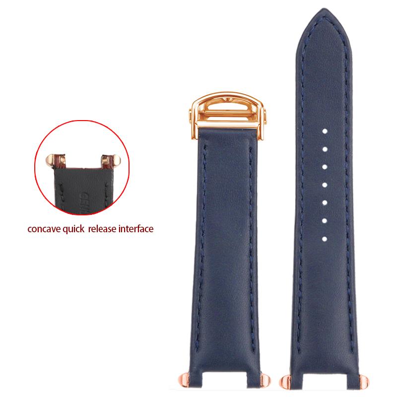 

Оригінальний шкіряний ремінець для Cartier PASHA WGPA0019/0026 W2PA0014 Серії Зі виїмкою Ремінець для годинника Чорно-синій Ремінець для годинника Браслет Ремінь 19x12mm