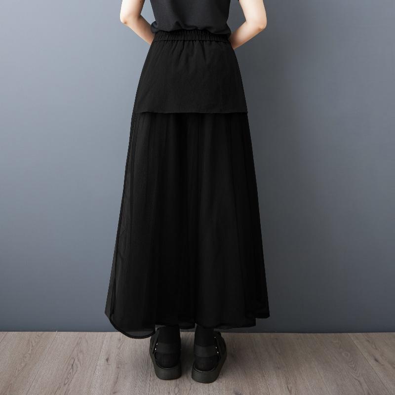 Plus size Vintage high Waist Casual loose long Summer wide leg SKIRT Pants Women Trousers