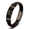 Popular Braided Leather Rope Special Style Classic Stainless Steel Men's Leather Bracelet Double-layer Design