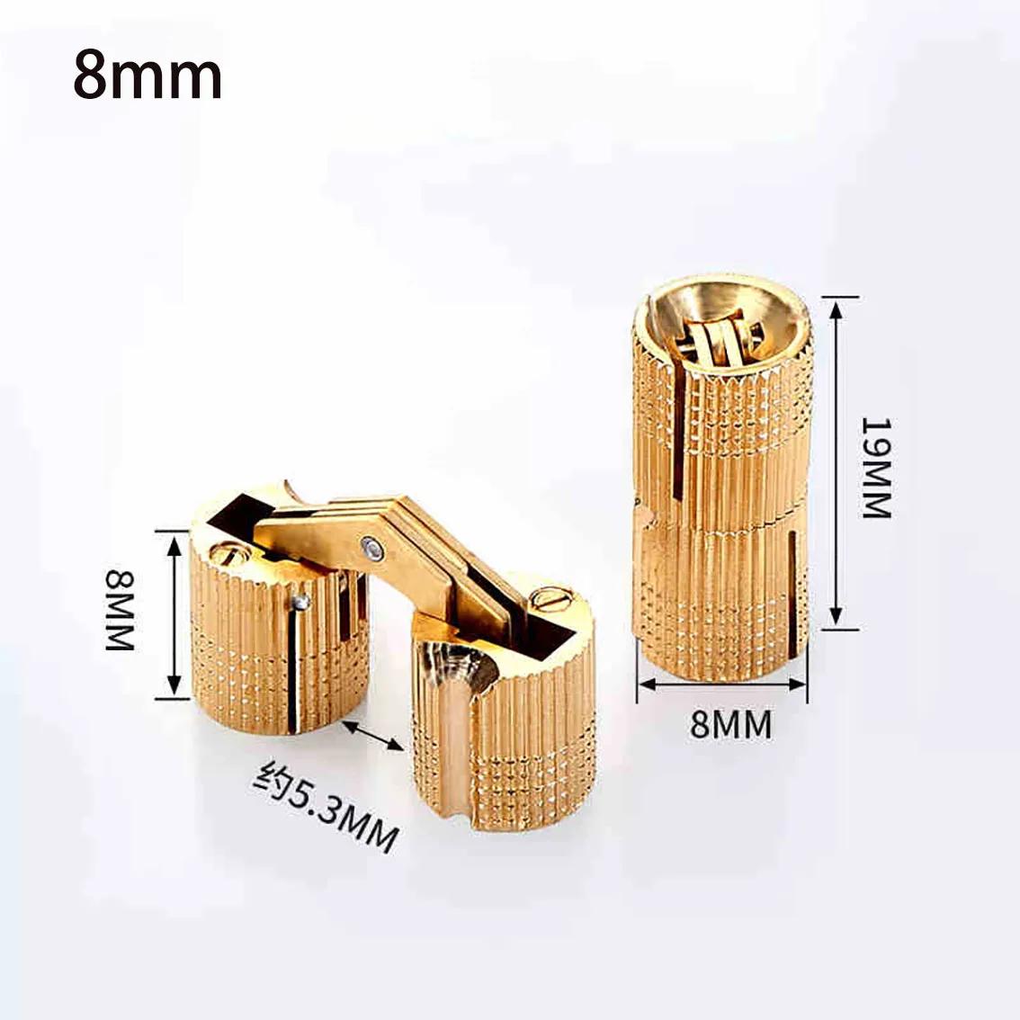 

Brass Hinges Hidden 8/10/12/14/16/18-24mm Copper Hinges Cylindrical Cabinet Invisible Door Hinges for Furniture Hardware 1pcs
