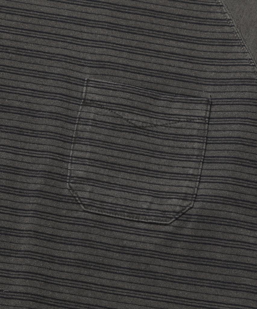 KIIMUIR [Crop] Striped Crop Washed Short Sleeve T-Shirt_Charcoal