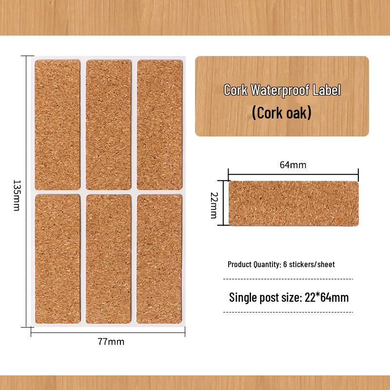 Traceless Self-Adhesive Waterproof Cork Grain Kitchen Label Stickers