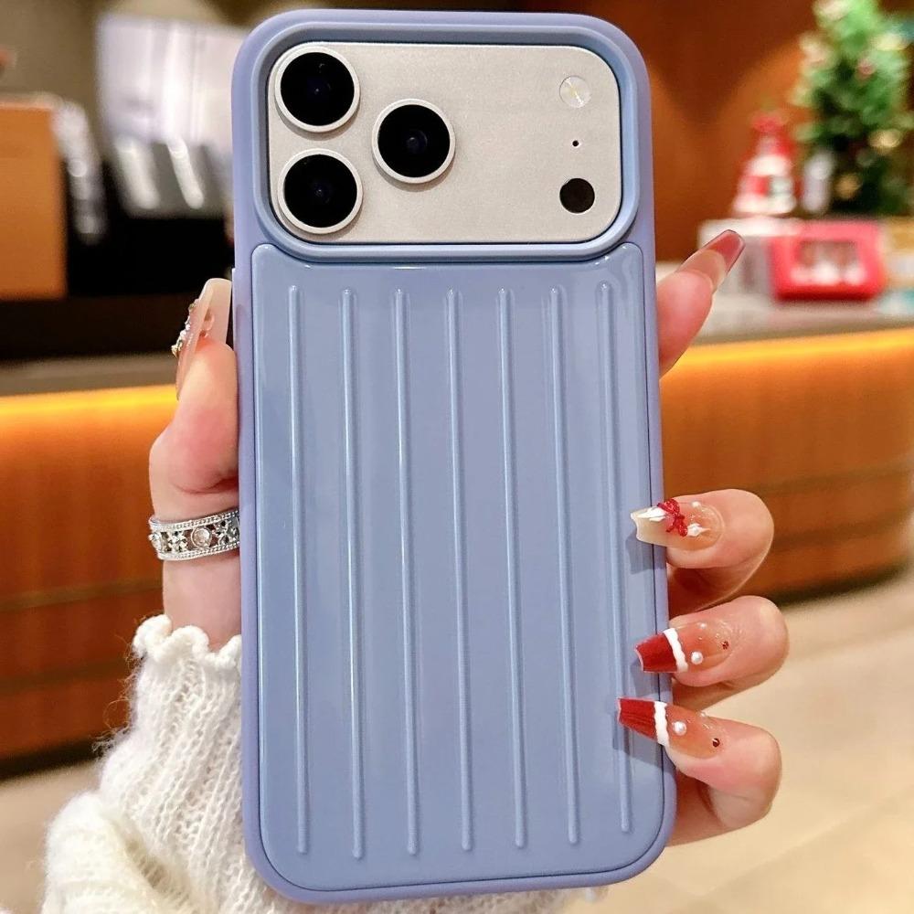 Luxury Business 3D Corrugated Stripe Stylish Luggage Phone Case for IPhone 17 Pro Max 16 15 14 Advanced Minimalist Solid Color Anti Drop Bumper Cover