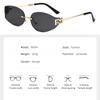 New Fashionable Sweet And Cool  Girl Metal Frameless Sunglasses Curved Small Frame Uv Edge Cutting Sunglasses