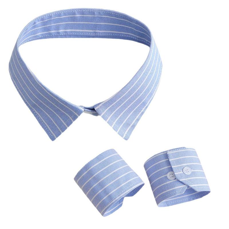 Men's Shirts Fake Collar Fake Cuff Sets Removable Half Shirt Fake Collar+Sleeved Formal Wear Shirt Detachable Collar Set
