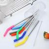 Reusable Stainless Steel Straws With Soft Colorful Silicone Tips Perfect For Smoothies Juices Cocktails Home Parties Daily Use