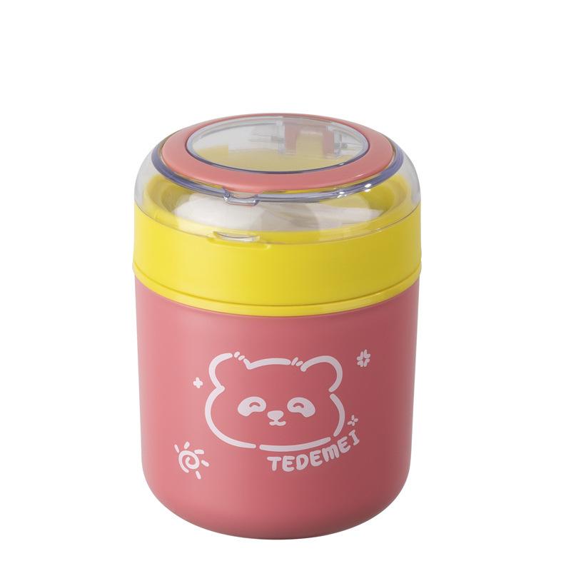

Creative Cute Anti-scald 304 Stainless Steel Breakfast Cup - Portable Oatmeal and Milk Cup 530ml рожевий