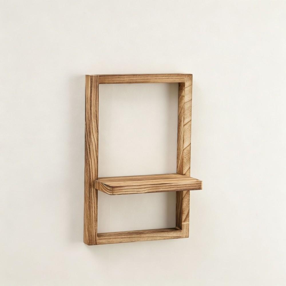 Decorative Wooden Wall Shelf Square Storage Rack Versatile Plant Display Rack Flower Vases