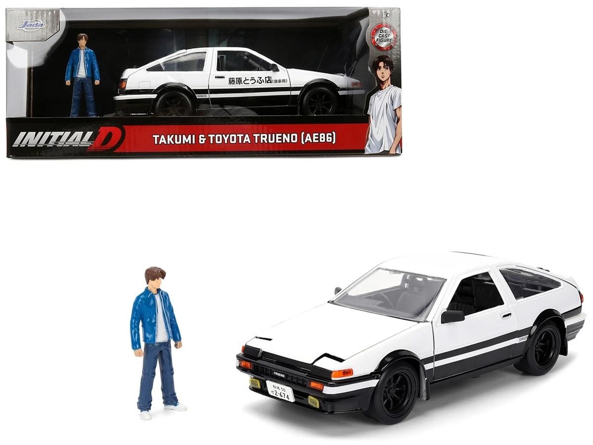 

JADA TOYS 1/24 Scale Initial D Takumi Fujiwara and Toyota Trueno AE86 Hachiroku Initial D Trueno Hollywood Rides [Parallel Import]