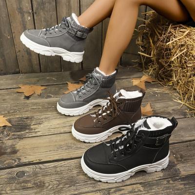 Large Size Snow Boots for Women's Autumn and Winter New Velvet Thickened Mountaineering Sports and Leisure Cotton Shoes Cotton Boots for Women