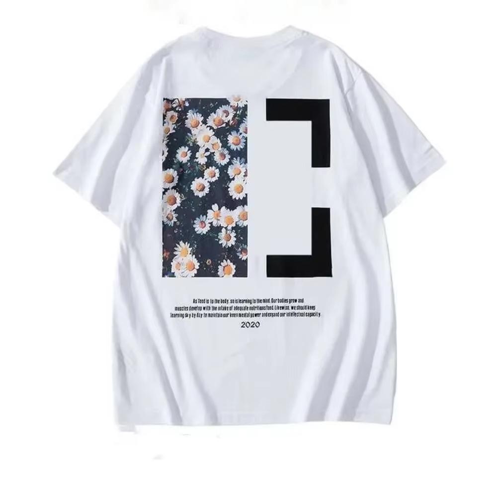 Summer Fashion Heavyweight Retro Men's English Letters 100% Cotton Printed Round Neck High-quality Casual Fitness Street T-shir