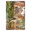 Dinosaur In the Bathroom Wall Art Print Fossil Vintage Metal Tin Sign Club Room Home Decor Animal Bones Poster Painting