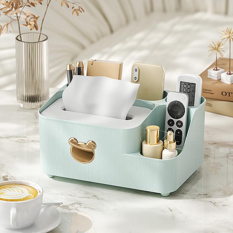 

Plastic Multi-functional Desktop Tissue Box & Remote Holder