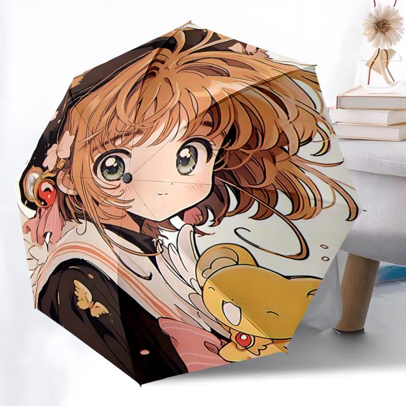 1pc Cardcaptor Sakura Automatic Folding Umbrella with 3-Fold Design, Iron Frame for Outdoor Use - Perfect Gift for Fans, Travelers, Daily Use!C07
