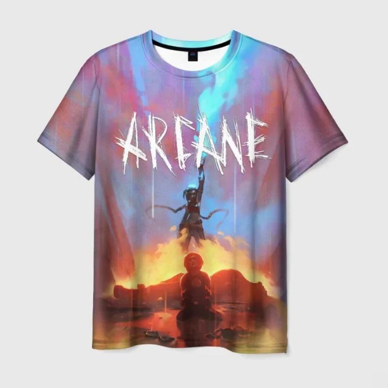 Popular Arcane League Jinx T Shirt 3D Printed Anime T-shirts Summer Round Neck Short Sleeve Top Men Adult Shirt