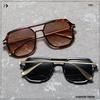2026 New Double Bridge Square Sunglasses - Fashionable Retro Pilot Style for Holiday and Driving Sun Protection