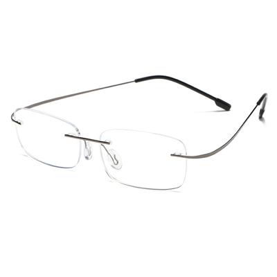 Titanium Alloy Anti-Blue Light Frameless Elastic Memory Ultra-Light Thin Leg Unhinged Reading Glasses