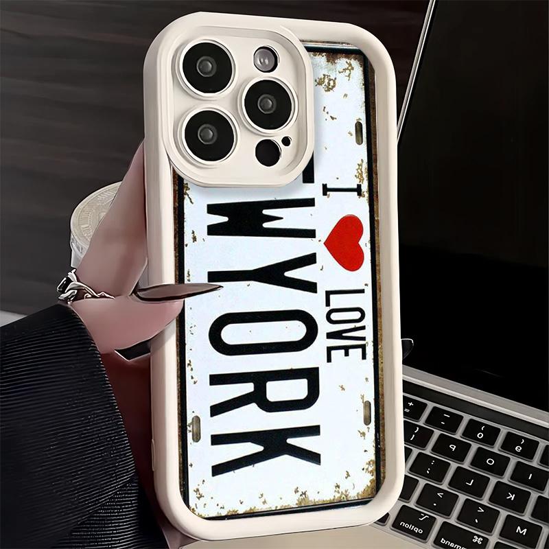 Phone Case for iPhone 17 Air 16E 15 16 Pro Max Retro Vintage License Plate Cover 14 Plus 13 12 Mini Soft Shell Silicone Fundas
