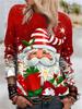 Cartoon Christmas Deer T-shirt moda donna manica lunga Autunno Inverno Street Hip Hop Pullover Top girocollo T-shirt natalizie