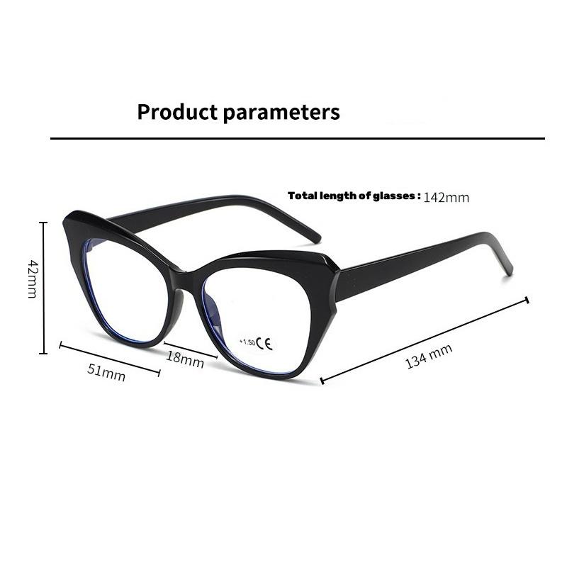 Stilvolle polygonale Blaulichtfilter-Alterssichtbrille für Damen, trendige Cat-Eye-Dekorlesebrille mit Dioptrien +1.0 bis +4.0