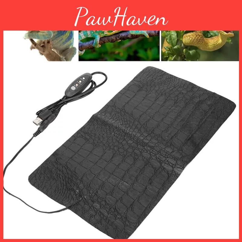 Premium Usb Heated Pet Mat With Adjustable Temperature For Dogs And Reptiles In Crocodile Pattern Leather