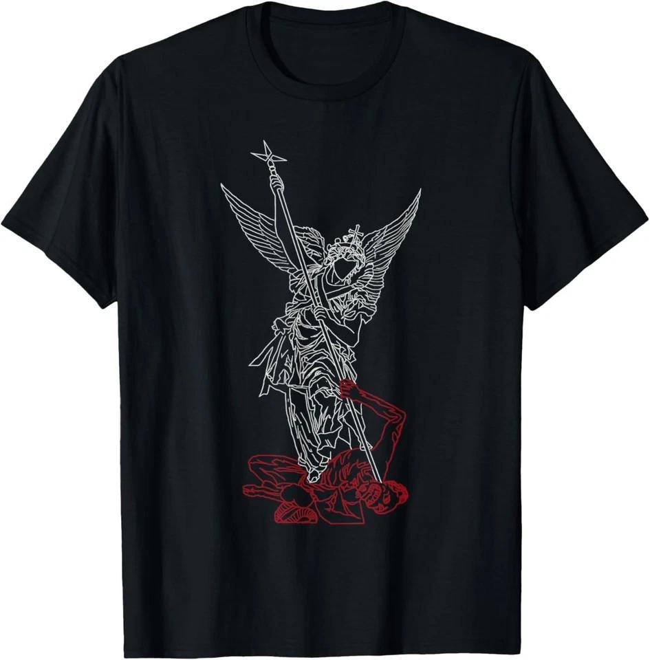 Saint Michael The Archangel Funny Men's Cotton Tee Women Oversized Novelty Streetwear Harajuk
