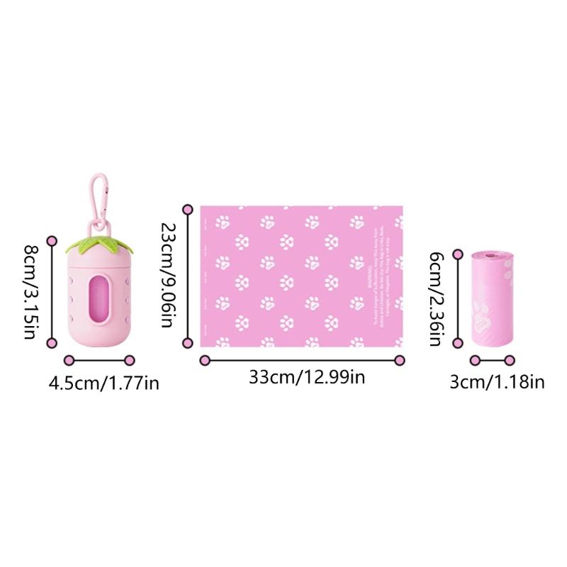 Clip On Dog Walking Poop Bag Case with Refillable PVC Dispenser, 15 Bag Waste Bag Dispenser for Daily Leash and Bag Carry