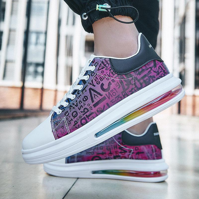 Spring and summer popular little white shoes student versatile air cushion shoes men's shoes thick sole heightening round head board shoes casual spo