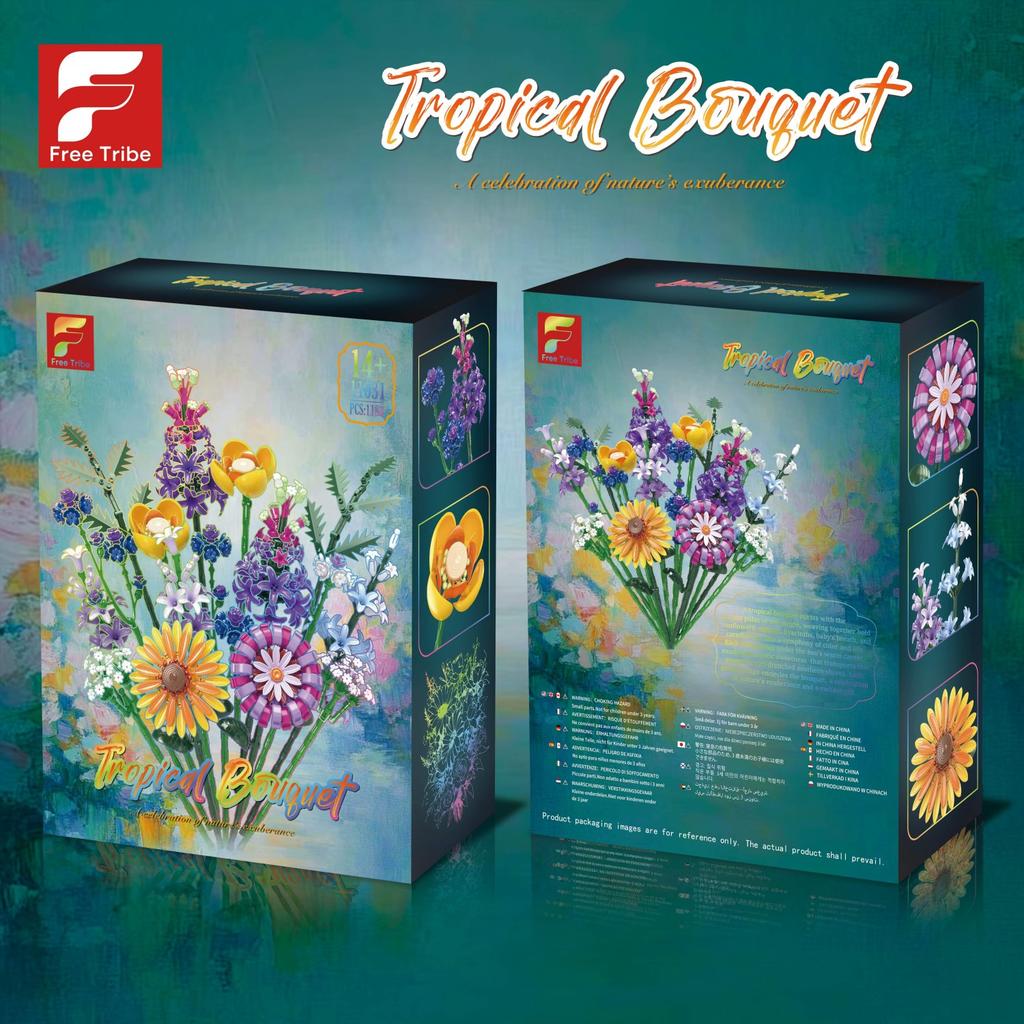 Non-Toxic 1183Pcs Bouquet Building Blocks Preserved Flower Arrangement Models Bricks Desktop Decoration Kids Educational Diy Toys Gifts