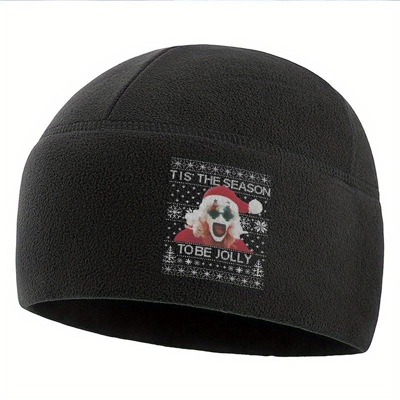 

Santa with Christmas glassesscary face Unisex Women Unisex Beanie Pullover Cap Winter Thermal Hat Warm Christmas Outdoor Cycling H