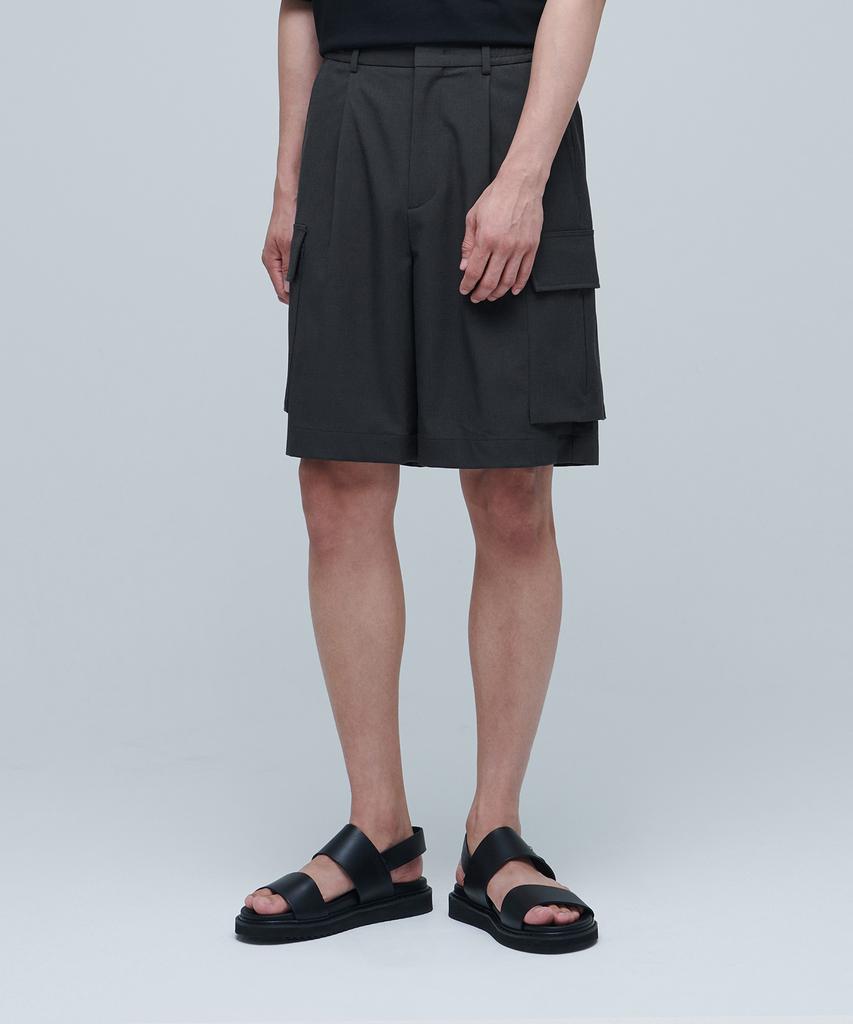MUSINSA STANDARD Wide Banded Cargo Half Slacks [Gray]