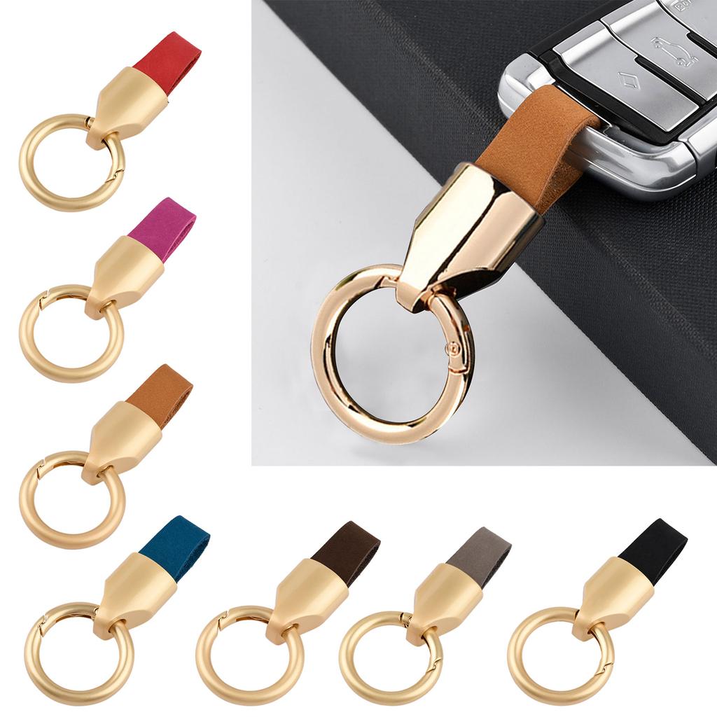 Fashion Leather Keychain Metal Key Chain Rings Car Keyring Holder Bag Charm Gift for Women Men Antilost Buckle Accessory