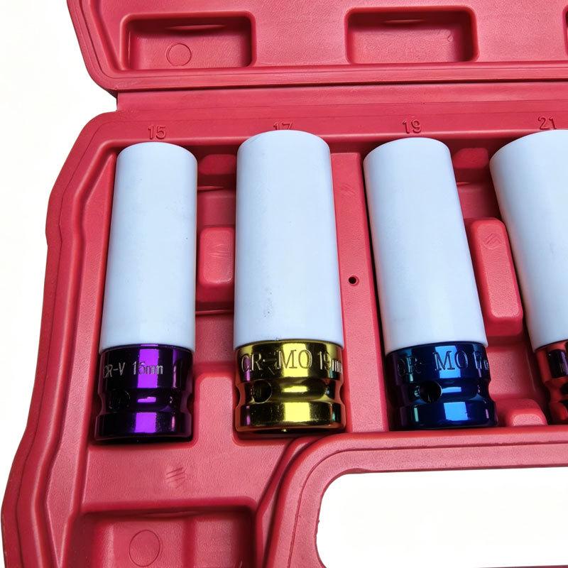 5-Piece Chrome Vanadium Steel Lug Nut Socket Set for Pneumatic Tire Protection & Auto Repair