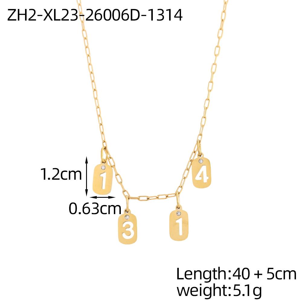 CARLIDANA Personality DIY Number Stainless Steel Digital Gold Plated Pendant Charm Necklace Accessories Jewelry Making Women Men