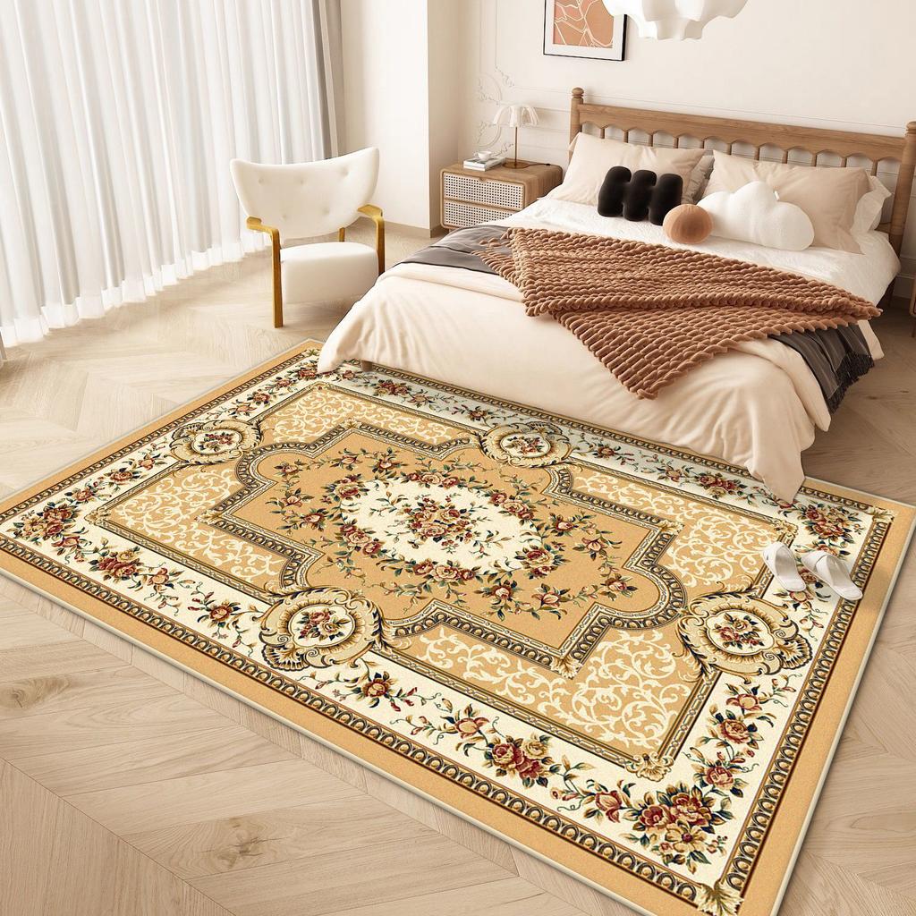 European Style Luxury Living Room Rug Big Size Antiskid Flower Design Bedroom Decor Bedend Carpet Easy Clean Entrance Door Mat
