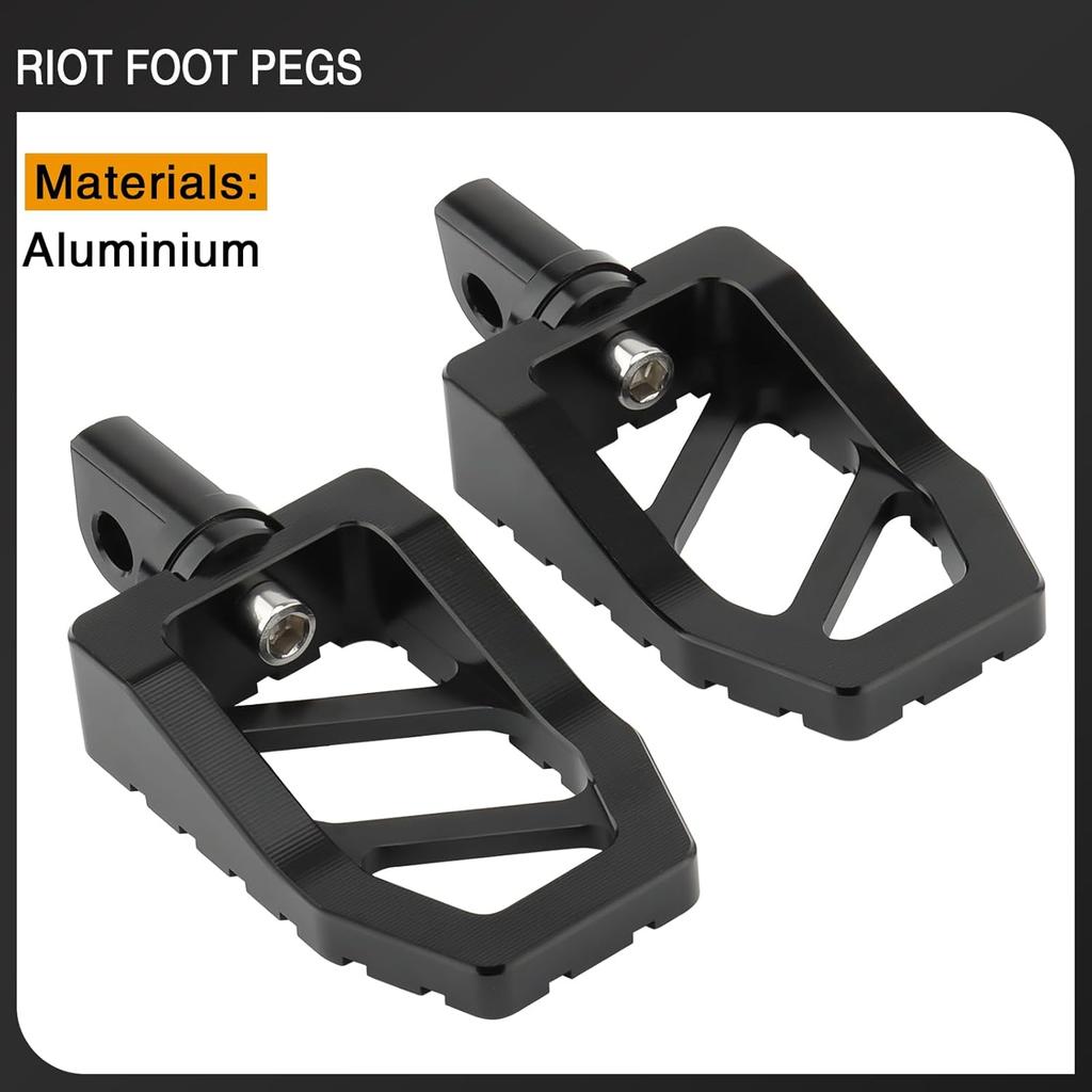 Motorcycle Foot Pegs Riot-Style Footrest Male Mount Pedals for Harley Dyna Low Rider Street Bob Sportster 883 Touring Road King Street Glide (Black)