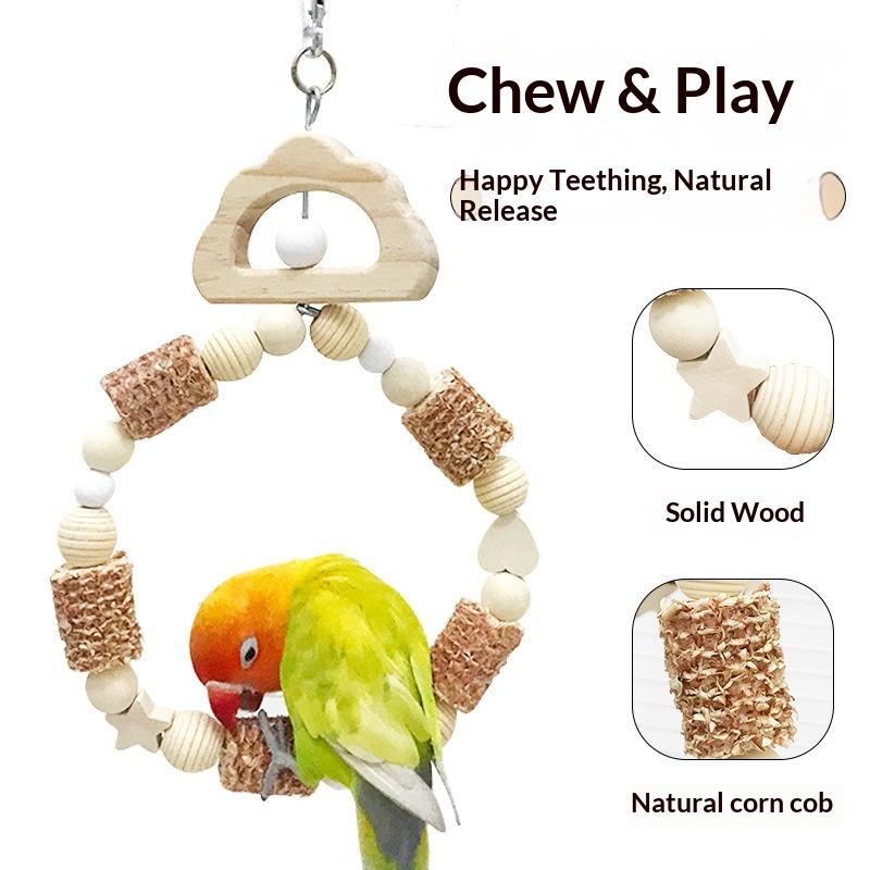 Bird Swing Supplies Natural Chewing Bite Medium Can Hang On Bird Cage for Parrots Other Birds