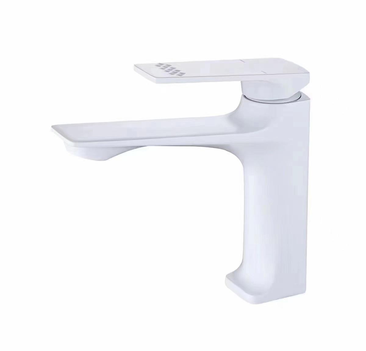 Full copper three dimensional cutting design for hot and cold faucets,bathroom sink,washbasins,bathroom countertops,basin faucet (white,G9/16)