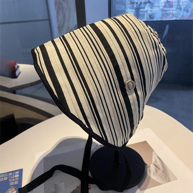 Cappello a Secchiello a Righe da Donna Estivo Protezione Solare Traspirante Casual alla Moda