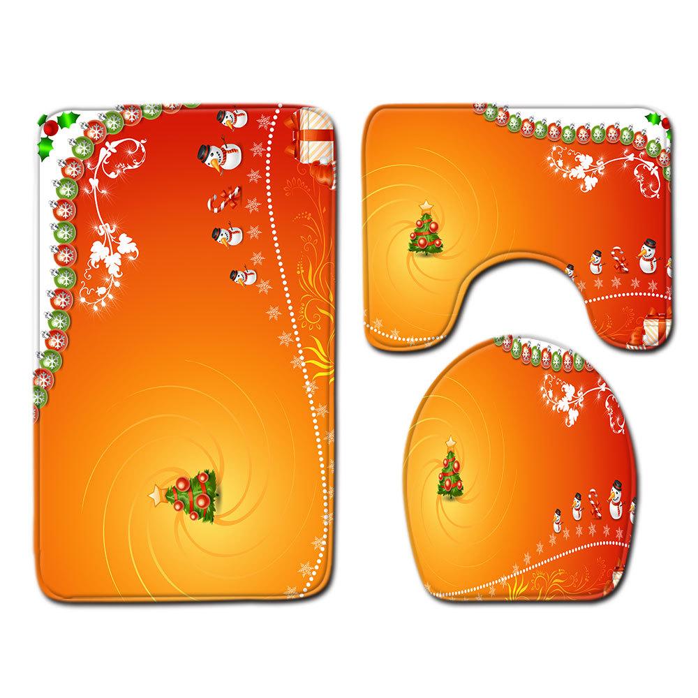 Christmas Bathroom Floor Mat Toilet Three-Piece Set