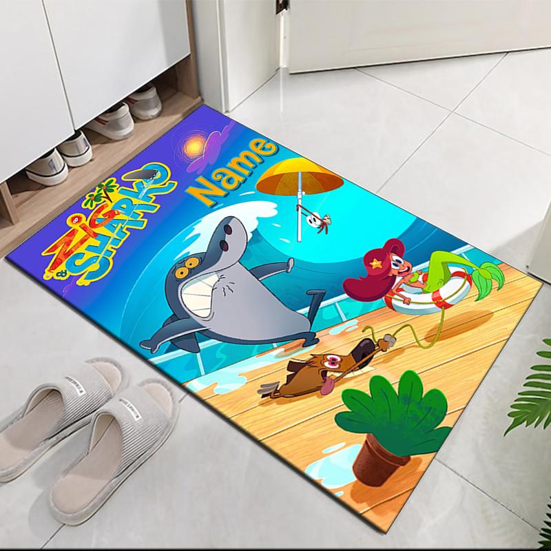 Custom Name Zig Sharko Printed Carpet Rug For Office Chair Living Room Bedroom Kitchen Room Decor Gifts