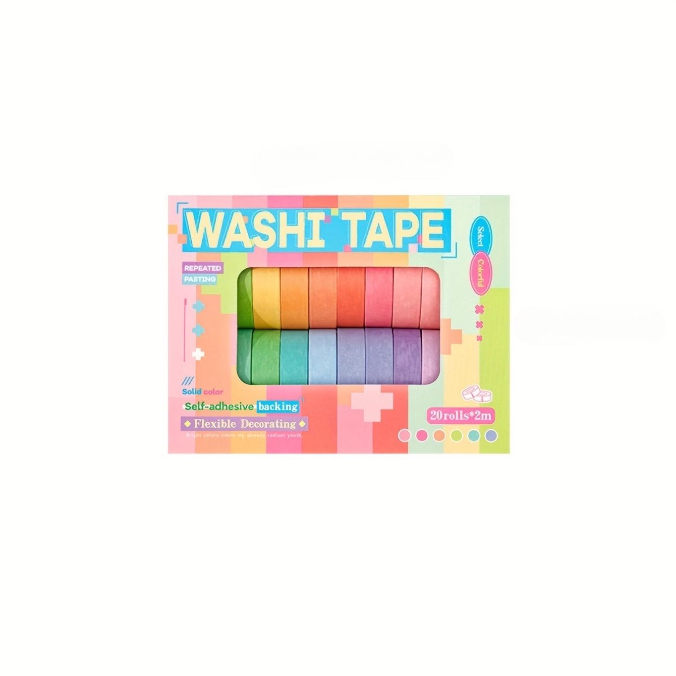 

20-Roll Macaron Solid Color Washi Tape Set, Easy Stick & Tear Decorative Tape for Scrapbooking & Journaling