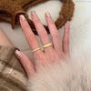 Vintage Brushed Metal Matte Ring For Women Girl Gold Color Frosting Texture Zircon Wide And Narrow Version Design Zircon