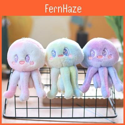 Cute Plush Toy Jellyfish Keychain Soft Marine Animal Stuffed Doll Keychain