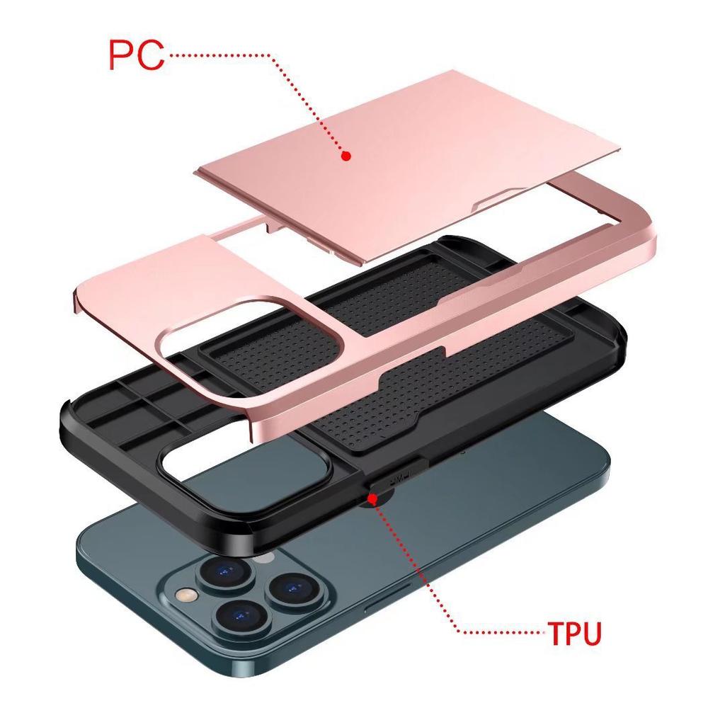 Applicable to iphone11promax mobile phone case Apple 11 slide cover card 1.1 inch 2-in-1 card bag protective case