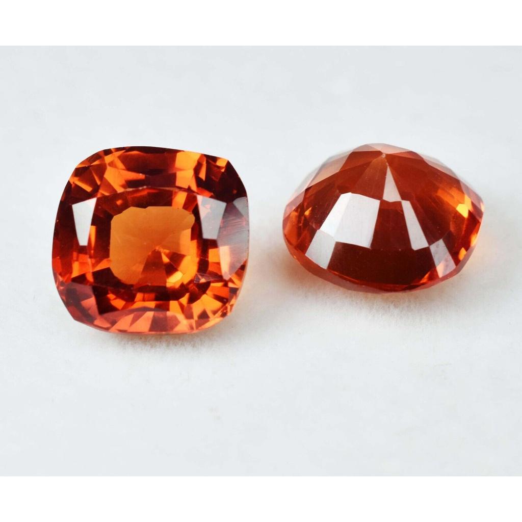 Natural Orange Sapphire Loose Gemstone 16.40 ct Square Cushion Shape Pair September Birthstone Gift