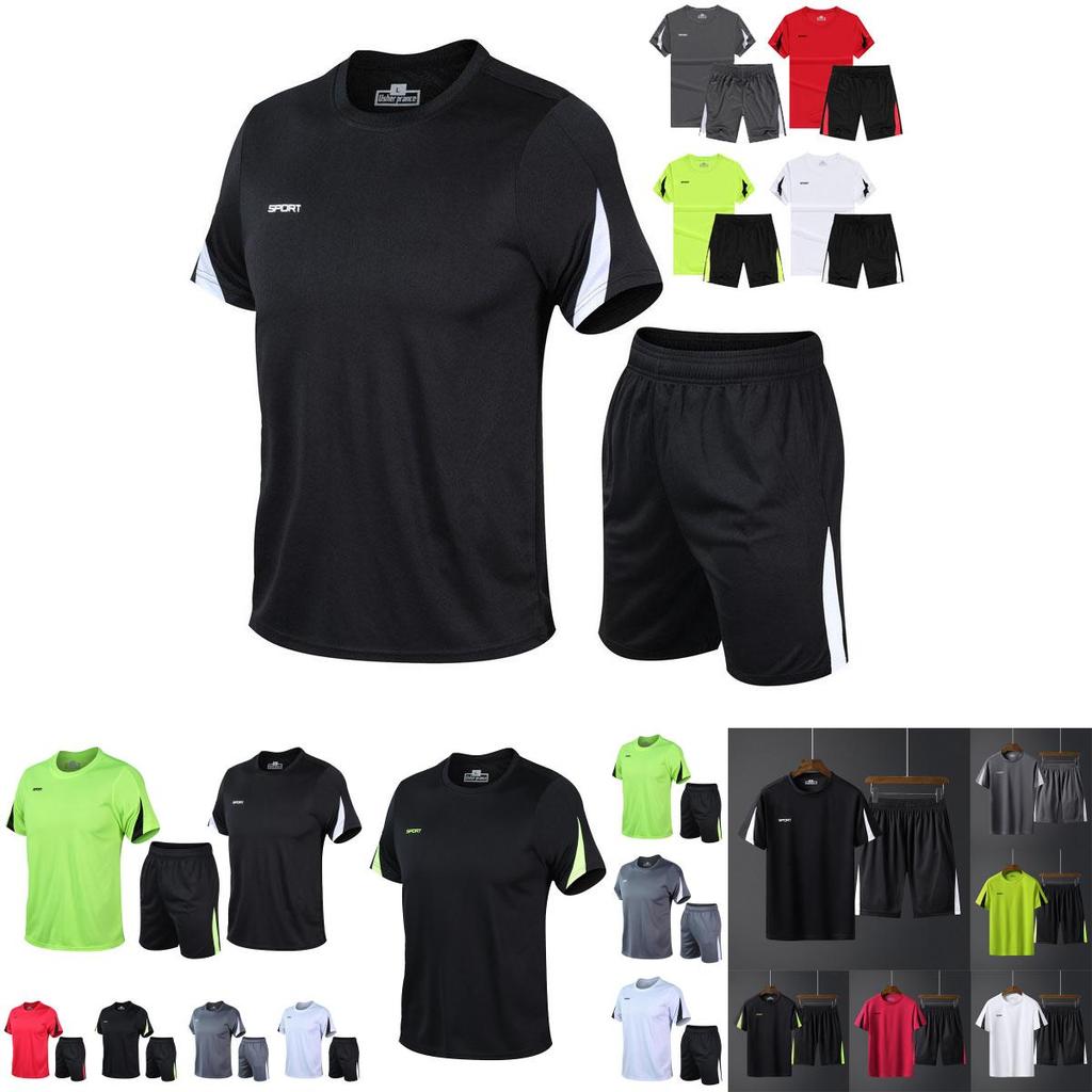 Breathable Men Quick Dry Tshirt And Shorts Set For Gym And Running Sportswear