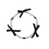 Charmy Triple Black Ribbon Pearl Bracelet