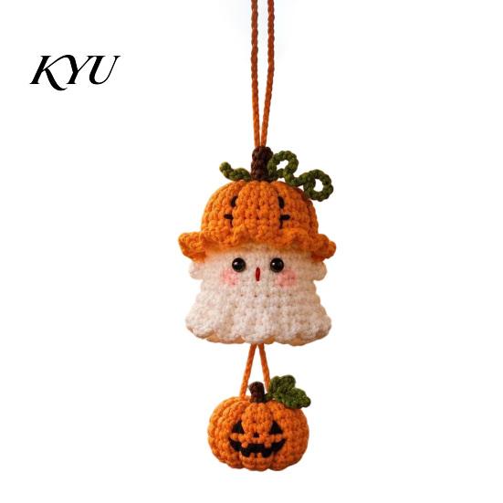 Halloween Gift Ornament Decoration Handmade Crochet Ghost Keychain, Cute Plush Animal Charm for Bags Fashionable Key Keys, Spooky Festive Knitted with