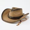 European and American Fashion Big Eaves Western Cowboy Hat Women's Spring and Summer New Rolled Edge Bull Head Sunscreen Shade Straw Hat
